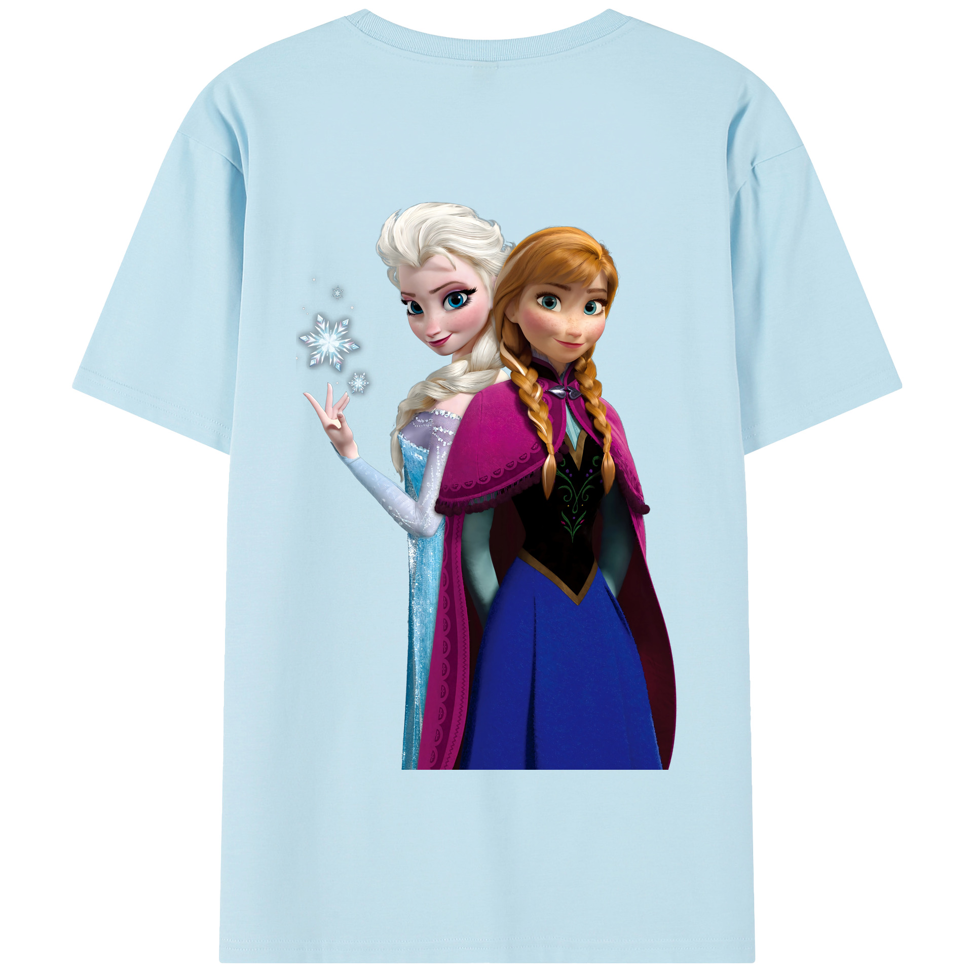 （画像用） アナと雪の女王 アンナ エルサ Frozen Anna Elsa 綿100％半袖Tシャツ（背面プリント）